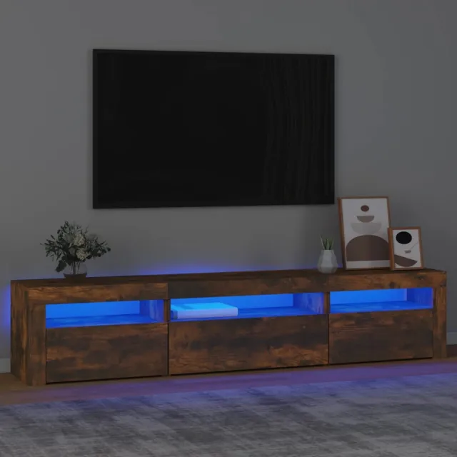 vidaXL Tv-meubel met LED-verlichting 195x35x40 cm gerookt eikenkleurig, foto 2