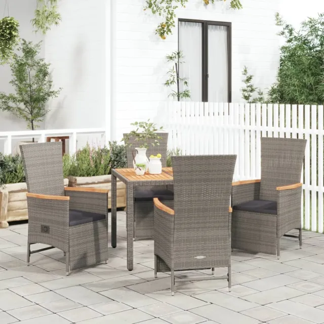 vidaXL 5-delige Tuinset met kussens poly rattan grijs, foto 2