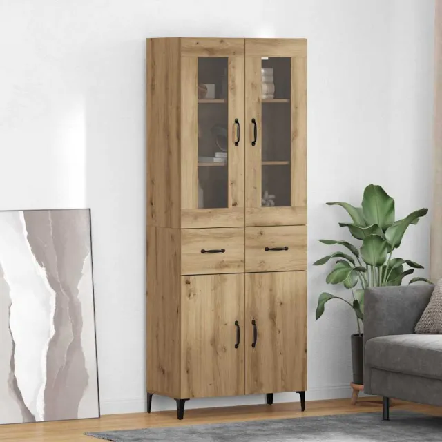 vidaXL Highboard Artisan Eiken 69,5 x 34 x 180 cm Bewerkt hout, foto 2