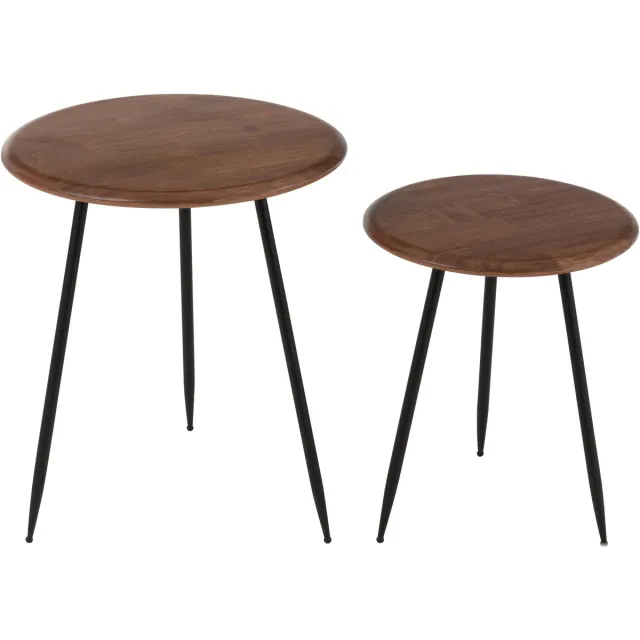 J-Line salontafel Neo - rubber - naturel/zwart - set van 2