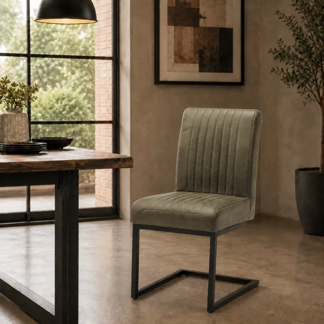 The Seats Eetkamerstoel Belgie - Micro Leder - Zonder Armleuningen - Moss Groen