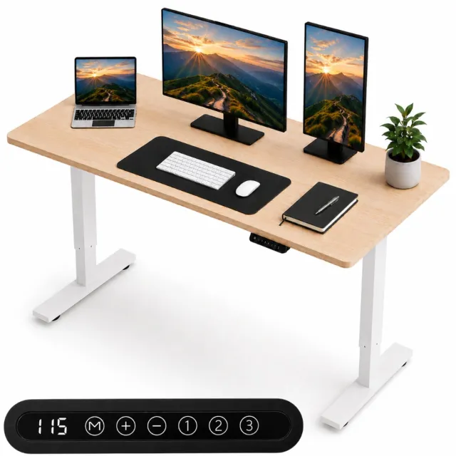 Organess Zit-sta Bureau - Elektrisch verstelbaar - 120 x 60 cm - Geheugenfunctie - Anti-botsing - Verstelbare Hoogte Bamboe