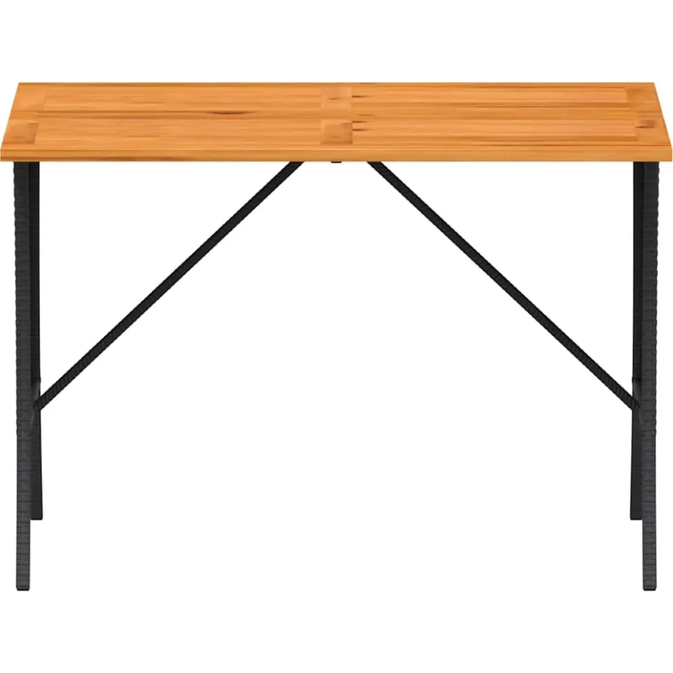 vidaXL Tuintafel met acaciahouten blad 105x75x72 cm poly rattan zwart, foto 4