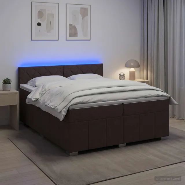 vidaXL Boxspringbed met matras Donkerbruin 200 x 200 cm Stof