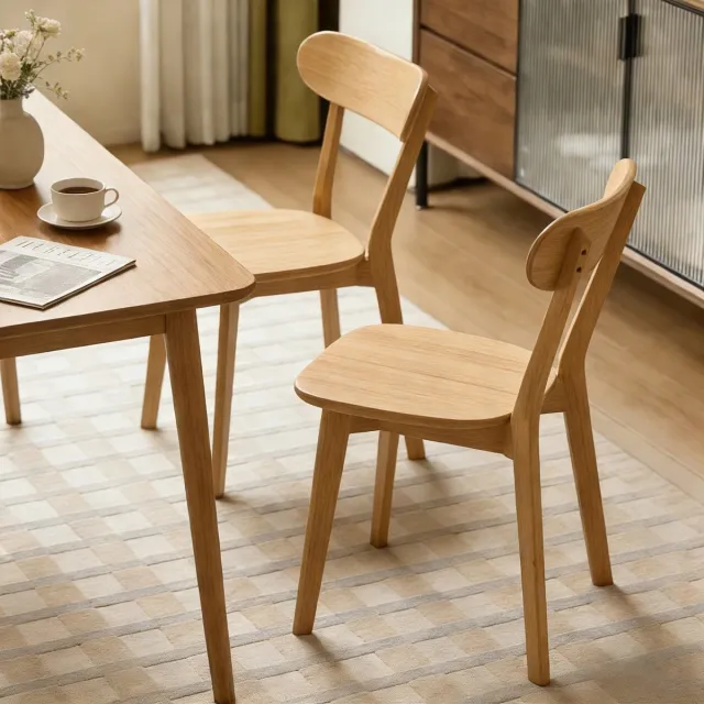 VVBV Eetkamerstoel – Gestoffeerde Eetkamerstoel – Mid-Century – Modern Design – Massief Hout – Waterbestendig – Voor Woonkamer – Natuurlijk Hout Wood