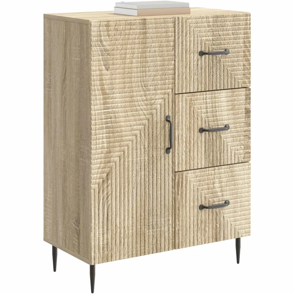vidaXL Dressoir met lade Sonoma Eiken 66 x 34,5 x 89,5 cm Bewerkt hout Bruin