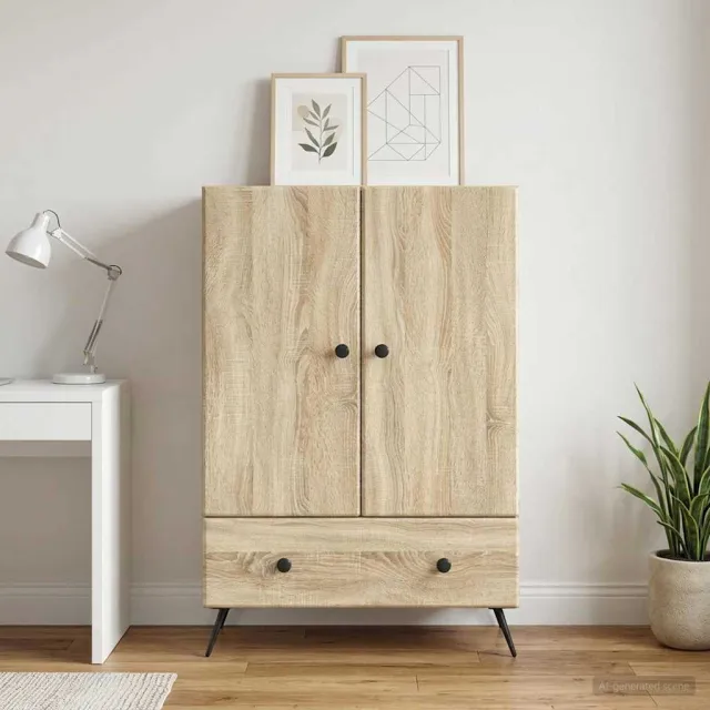 vidaXL Dressoir Sonoma Eiken 66 x 34,5 x 95 cm Bewerkt hout Bruin