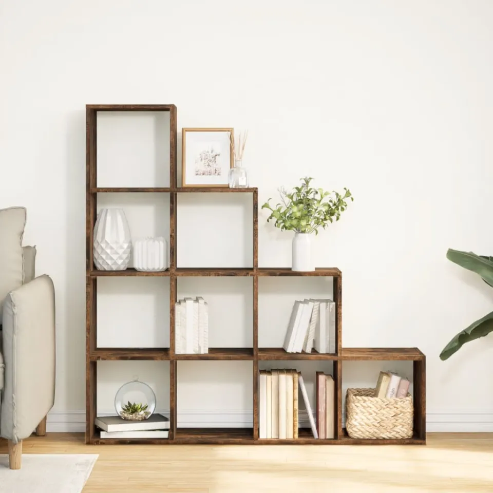 vidaXL Kamerscherm / boekenkast 131,5x29x131,5 cm hout gerookt eiken, foto 2
