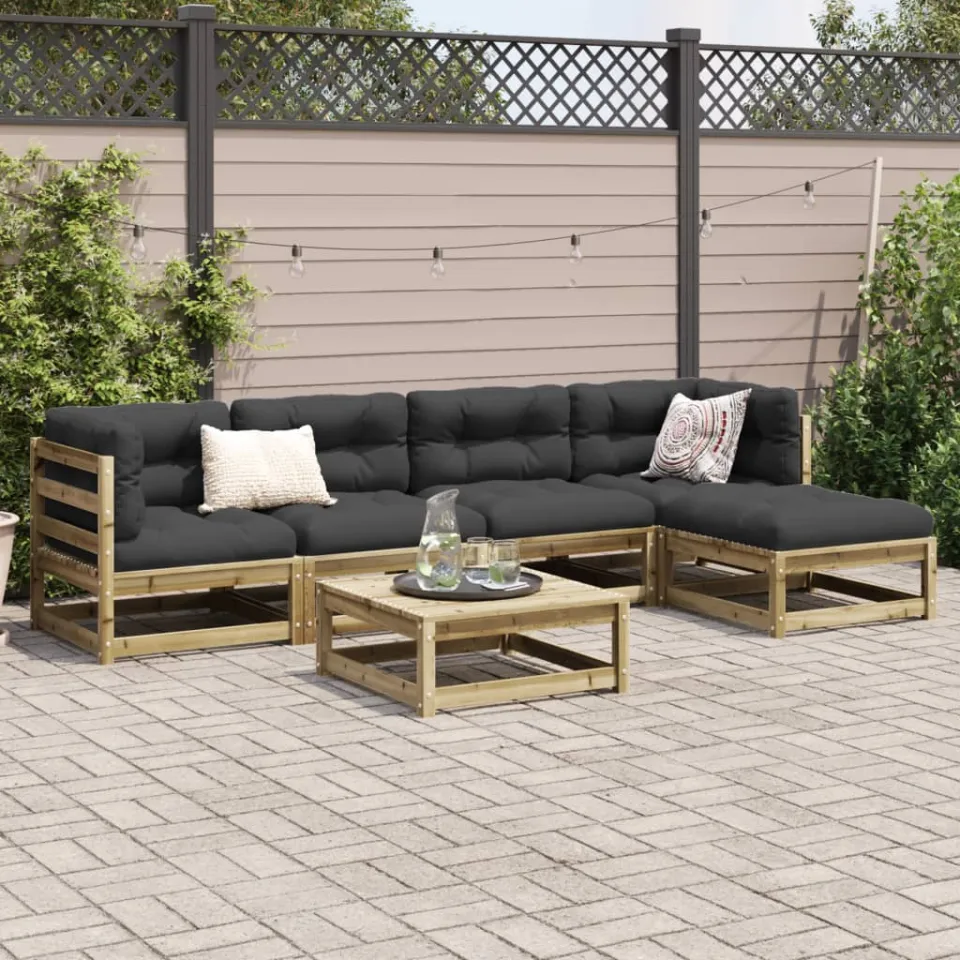 vidaXL 6-delige Loungeset geïmpregneerd grenenhout bruin, foto 3