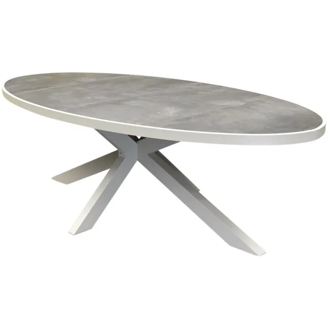 AVH-Collectie Ohio dining tuintafel ovaal 241x116xH74cm keramiek aluminium latte zand Zand / Latte / Linen