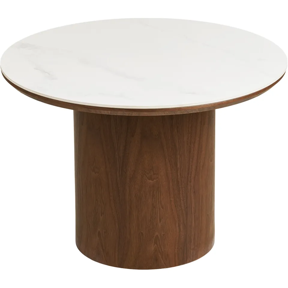 Artichok Nour houten salontafel met keramiek blad donkerbruin - Ø60