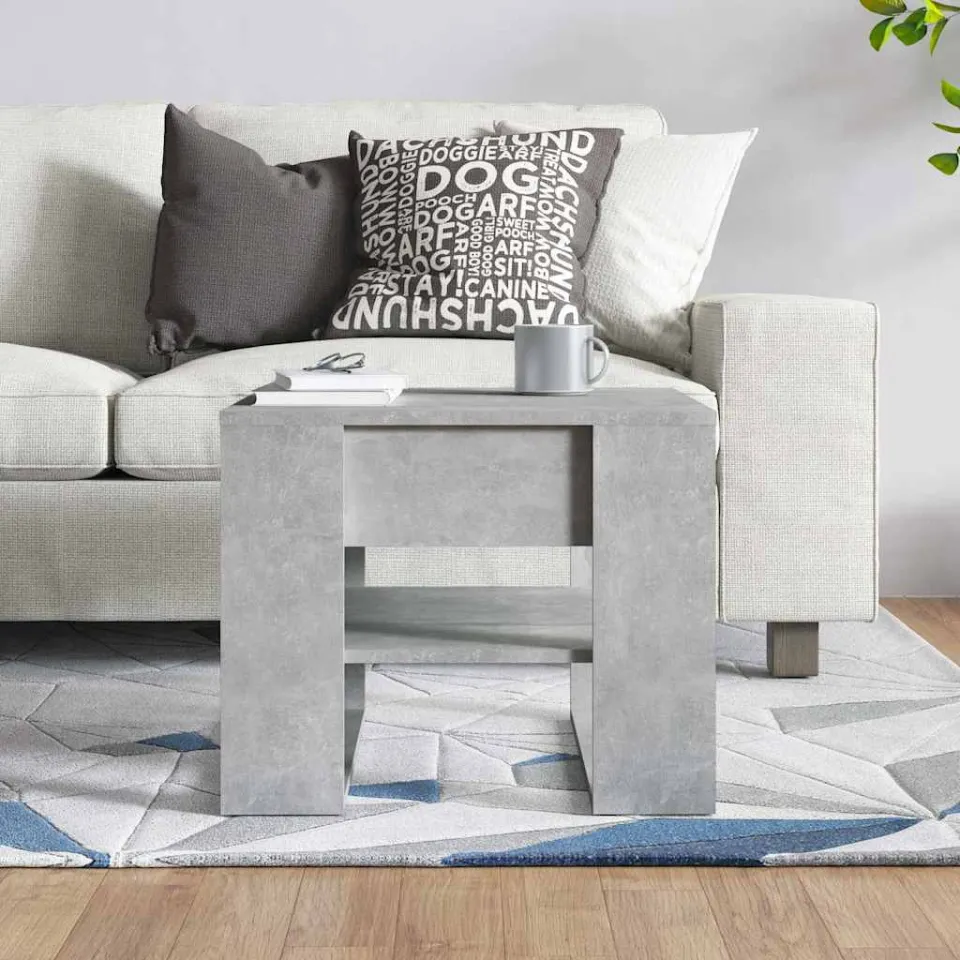 vidaXL Salontafel 55,5x55x45 cm bewerkt hout betongrijs grijs, foto 3