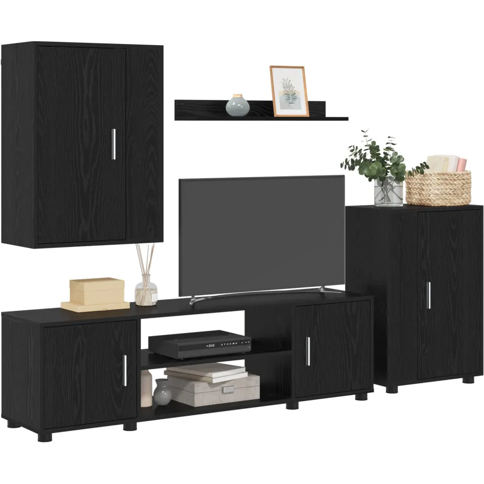 vidaXL Tv-meubelset 140 x 40 x 33 cm Zwart Eiken