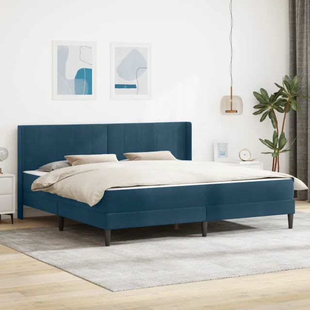 vidaXL Bedframe met matras Blauw 180 x 200 cm fluweel