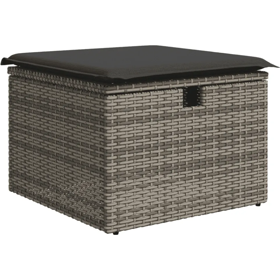 vidaXL 4-delige Loungeset met kussens poly rattan grijs, foto 4