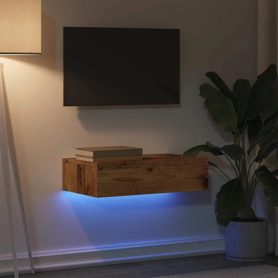 vidaXL Tv-meubel met LED-verlichting 60x35x15,5 cm oud houtkleurig bruin, foto 3