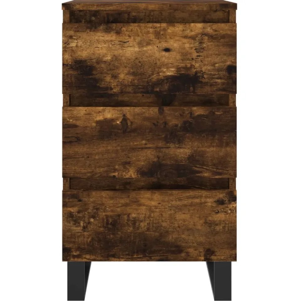 vidaXL Nachtkastjes 2 st 40x35x69 cm bewerkt hout gerookt eikenkleurig, foto 3