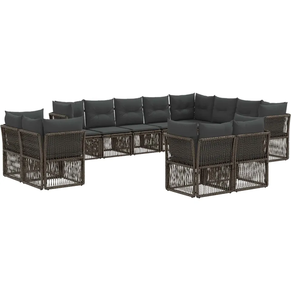 vidaXL Tuinbankenset 12 st 12-zits Grijs poly rattan, foto 3