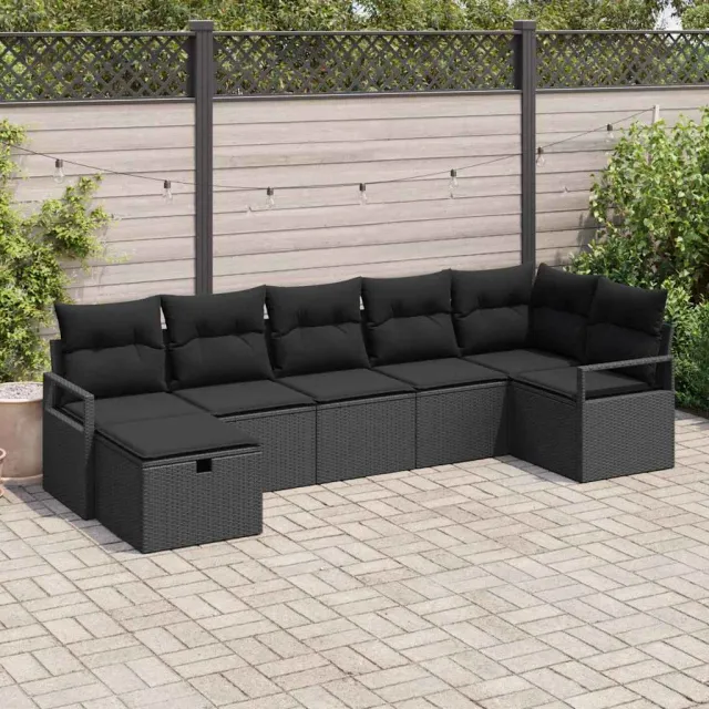 vidaXL Bankstel 5 st poly rattan Zwart