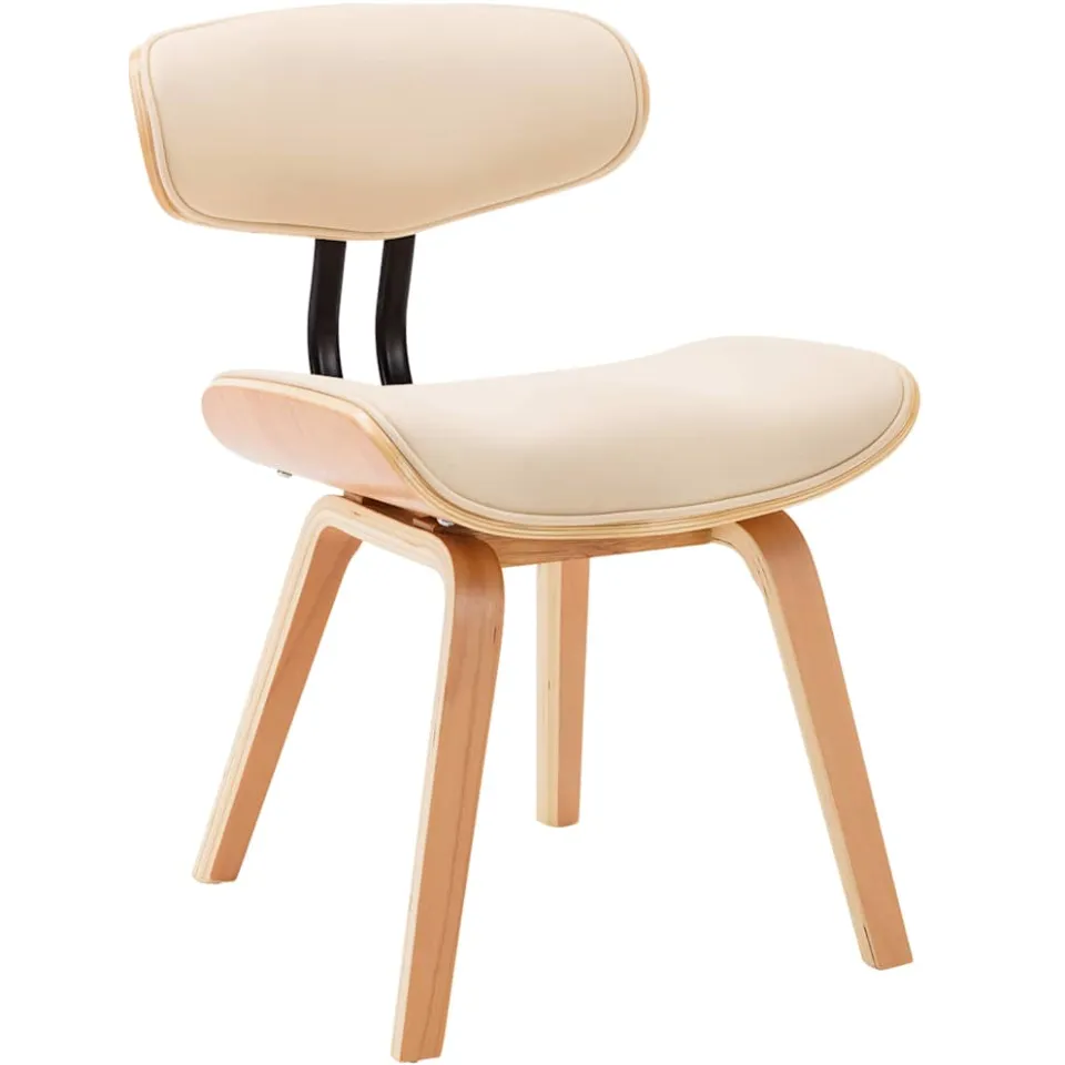 vidaXL Eetkamerstoelen 4 st gebogen hout en kunstleer crèmekleurig, foto 2