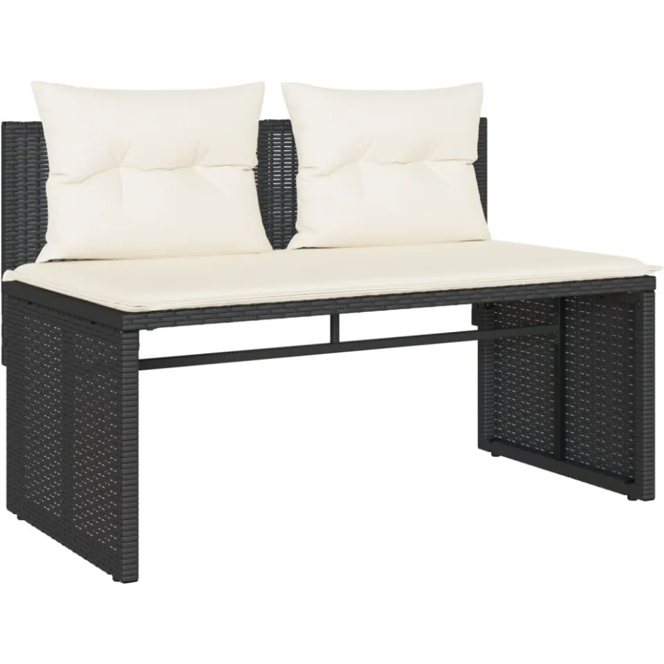 vidaXL 4-delige Loungeset met kussens poly rattan zwart, foto 3