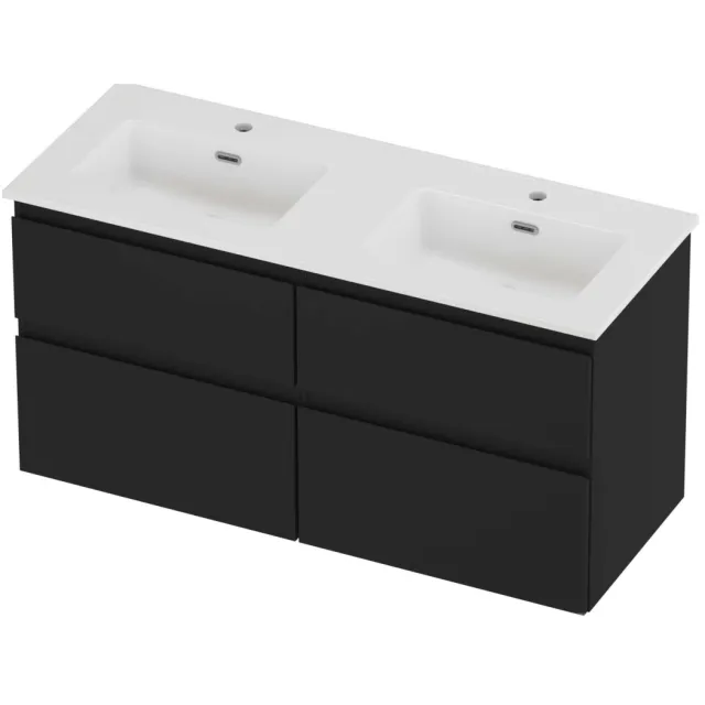 Proline Tribute Badmeubelset Porselein Elegant 2 Kraangaten 120x46x62 cm Glans Wit Mat Zwart