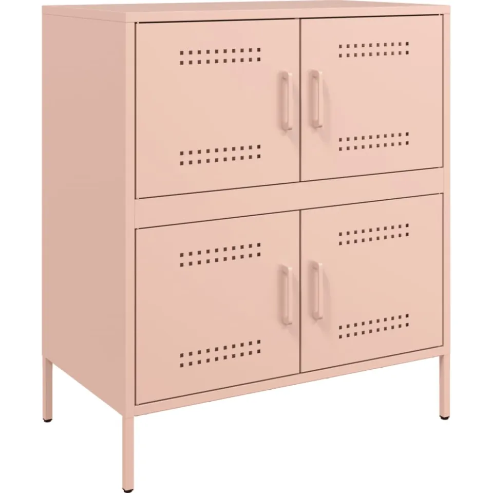 vidaXL Dressoir 68x39x79 cm staal roze Bruin
