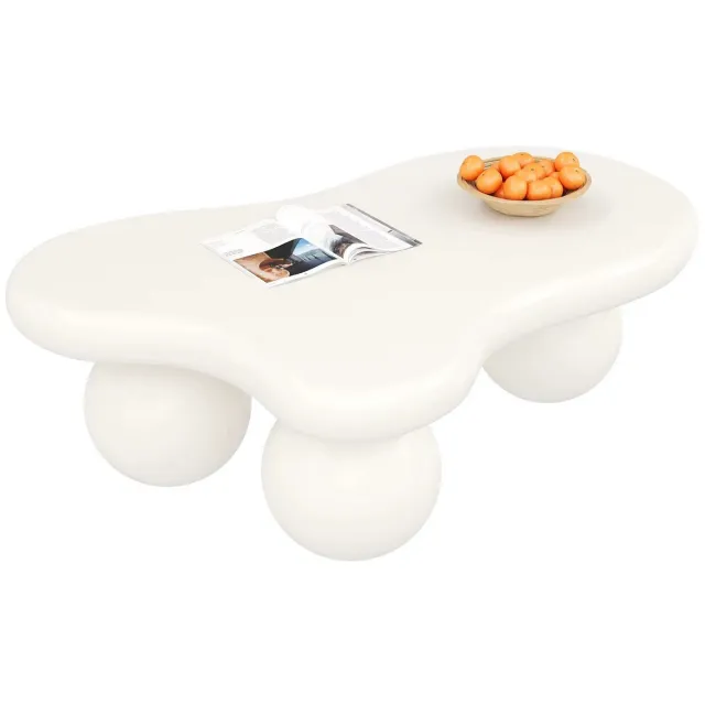 JOYNEXTBUY Salontafel Wolkvorm met LED Verlichting – Moderne Koffietafel – Organisch Design – Bijzettafel - Woonkamer - Wit
