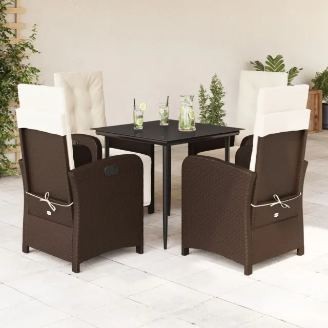 vidaXL 5-delige Tuinset met kussens poly rattan bruin, foto 2