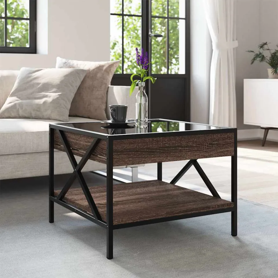vidaXL Salontafel met Infinity LED 50x50x38 cm bruin eikenkleurig, foto 4