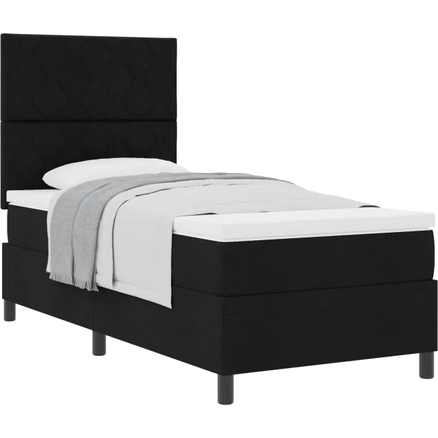 vidaXL Boxspringbed met hoofdeinde Zwart 100 x 200 cm Stof