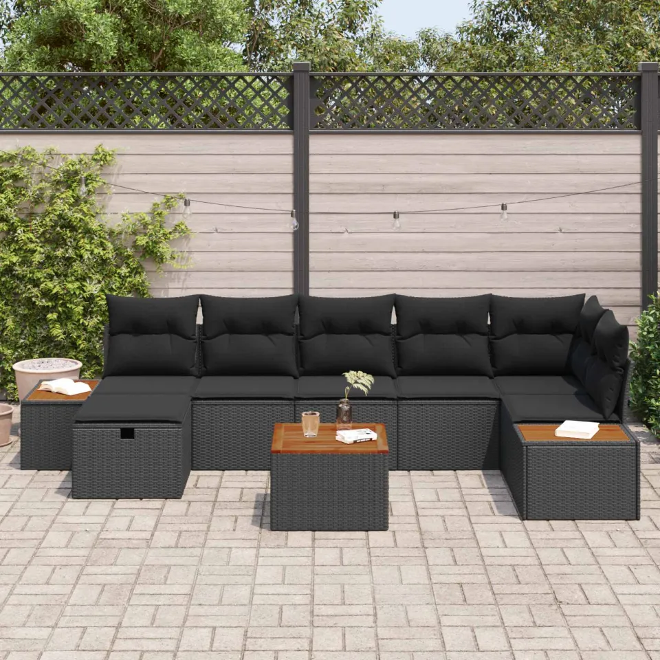 vidaXL Tuin Sofa Set 8 st Zwart poly rattan, foto 3