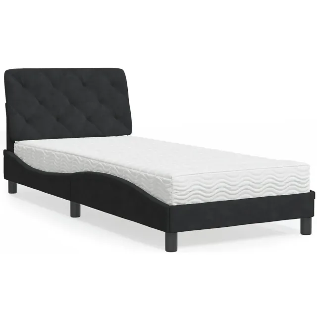 vidaXL Bed met matras fluweel zwart 80x200 cm
