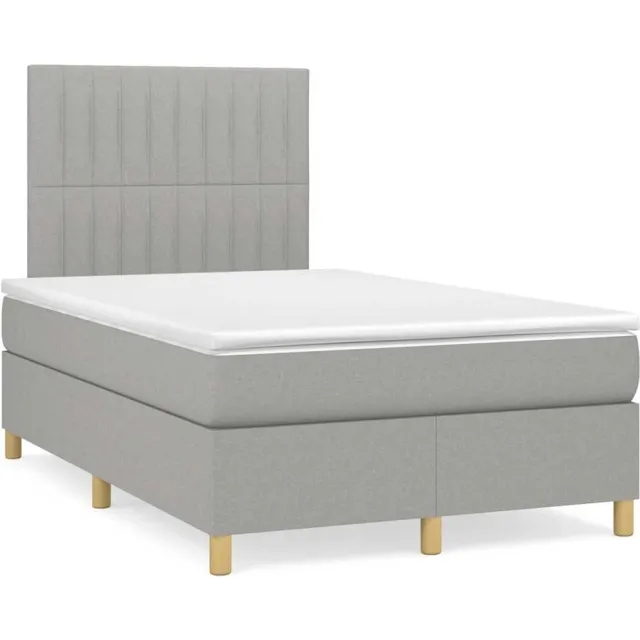 vidaXL Boxspring met matras stof lichtgrijs 120x190 cm grijs