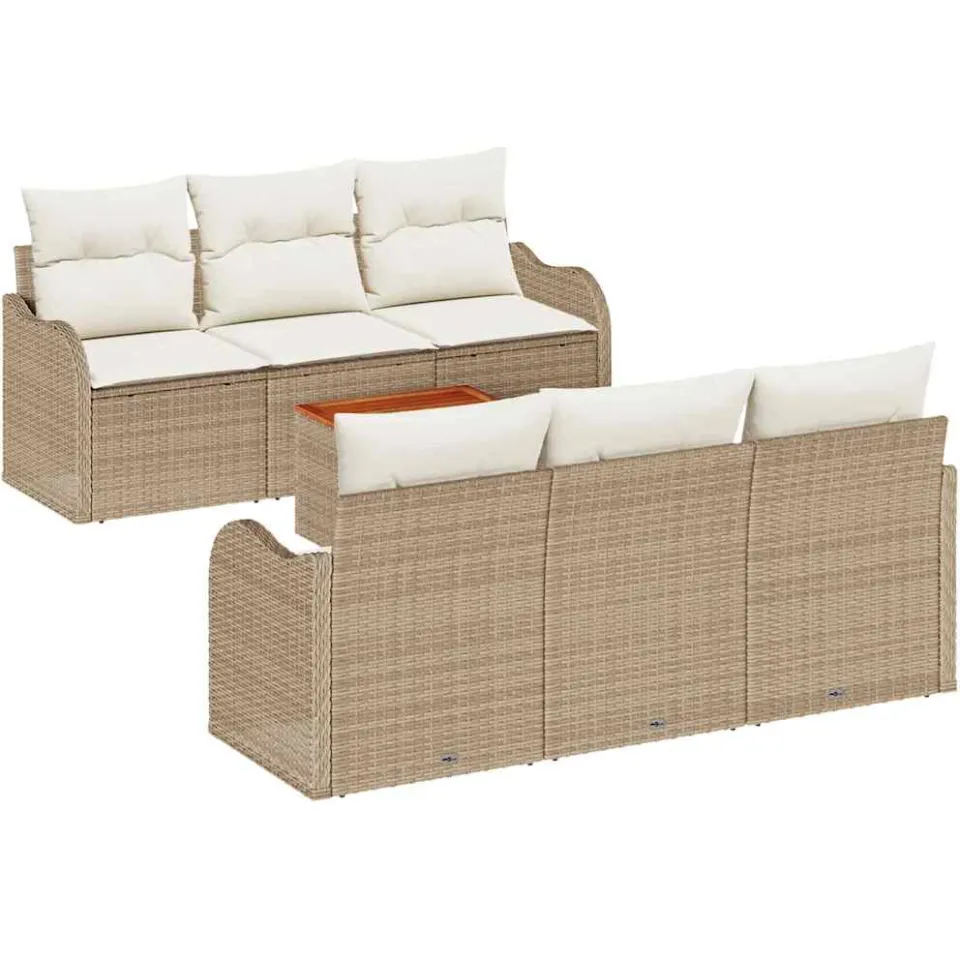 vidaXL Tuinbankenset 7 st Beige poly rattan
