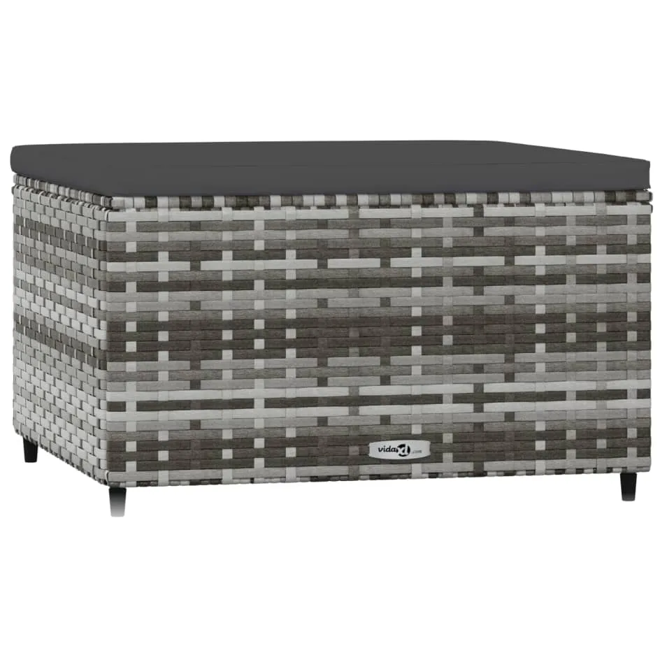 vidaXL Voetensteunen 2 st met kussens poly rattan grijs