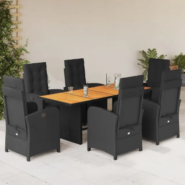 vidaXL 7-delige Tuinset met kussens poly rattan zwart, foto 2