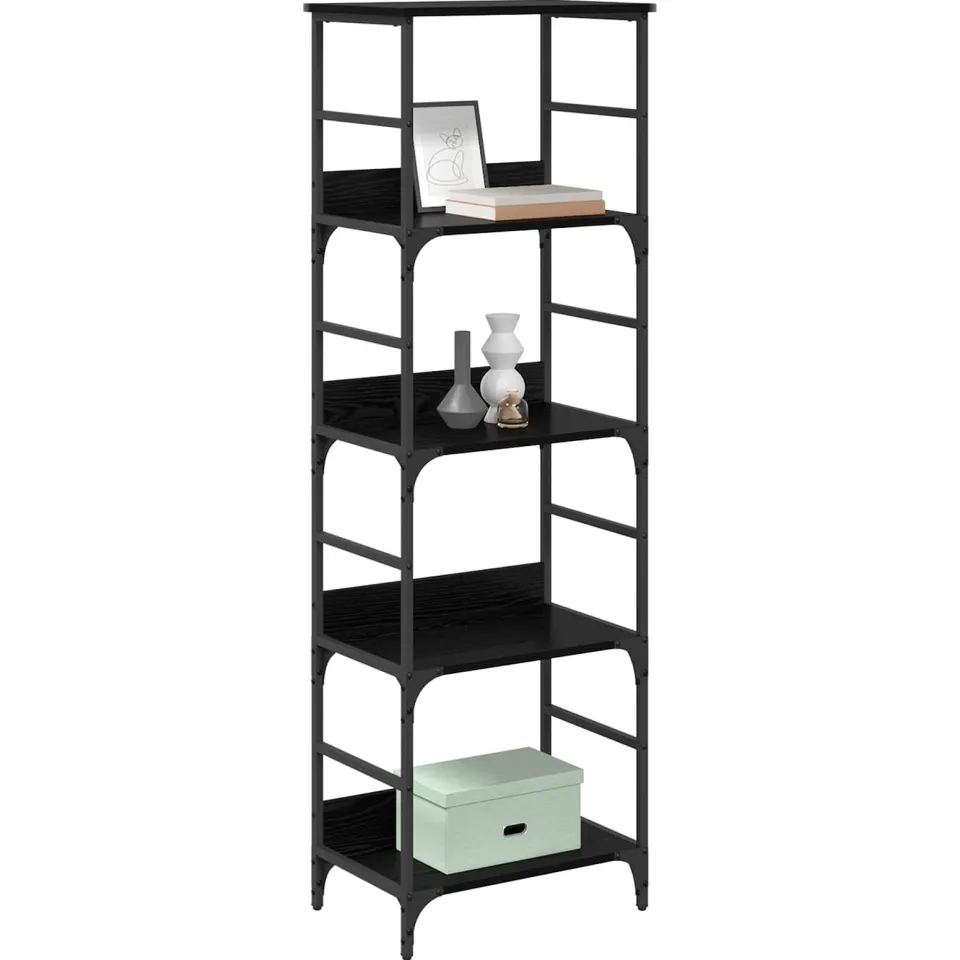 vidaXL Boekenkast 4-laags 50 x 33 x 153 cm Bewerkt hout Zwart Eiken