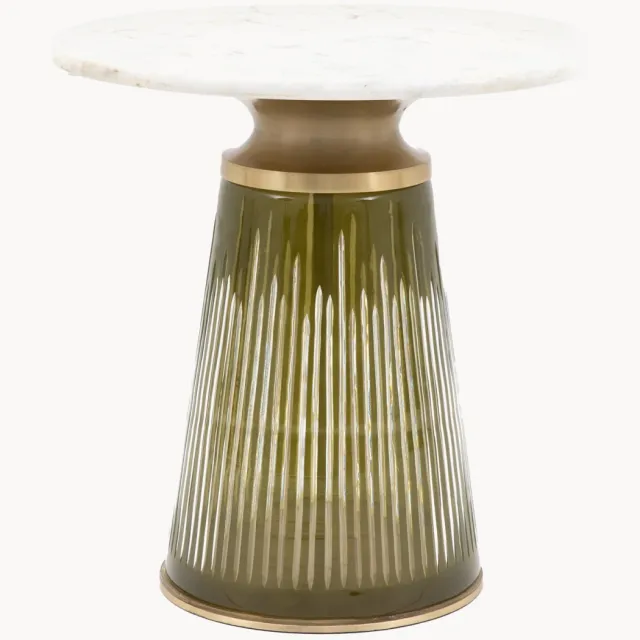 Gallery Direct Ronde salontafel Seville Wit, Transparant, Groen