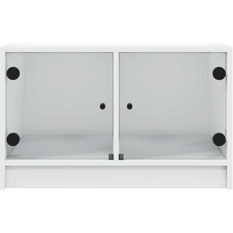 vidaXL Salontafel met glazen deuren 68x50x42 cm wit, foto 4