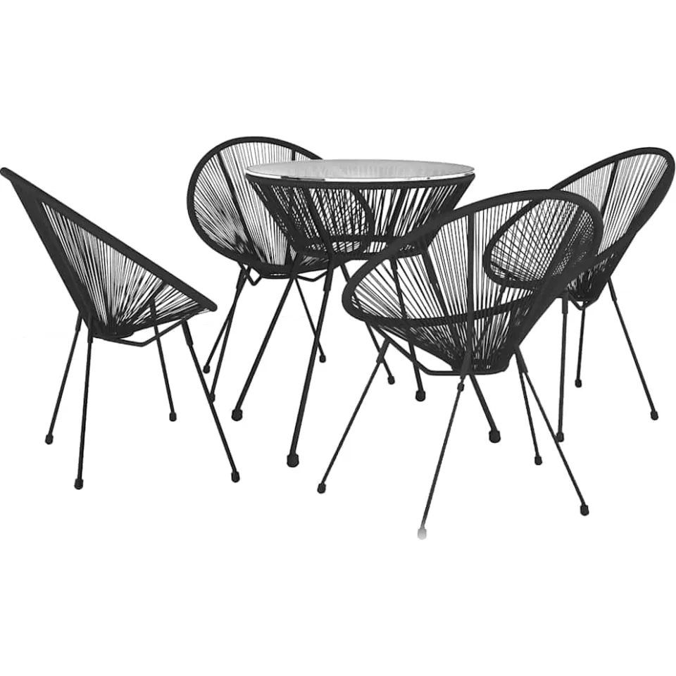 vidaXL 5-delige Tuinset PVC-rattan zwart
