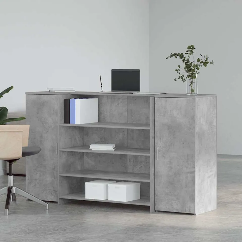 vidaXL Receptiebalie 180x50x103,5 cm bewerkt hout betongrijs grijs, foto 2