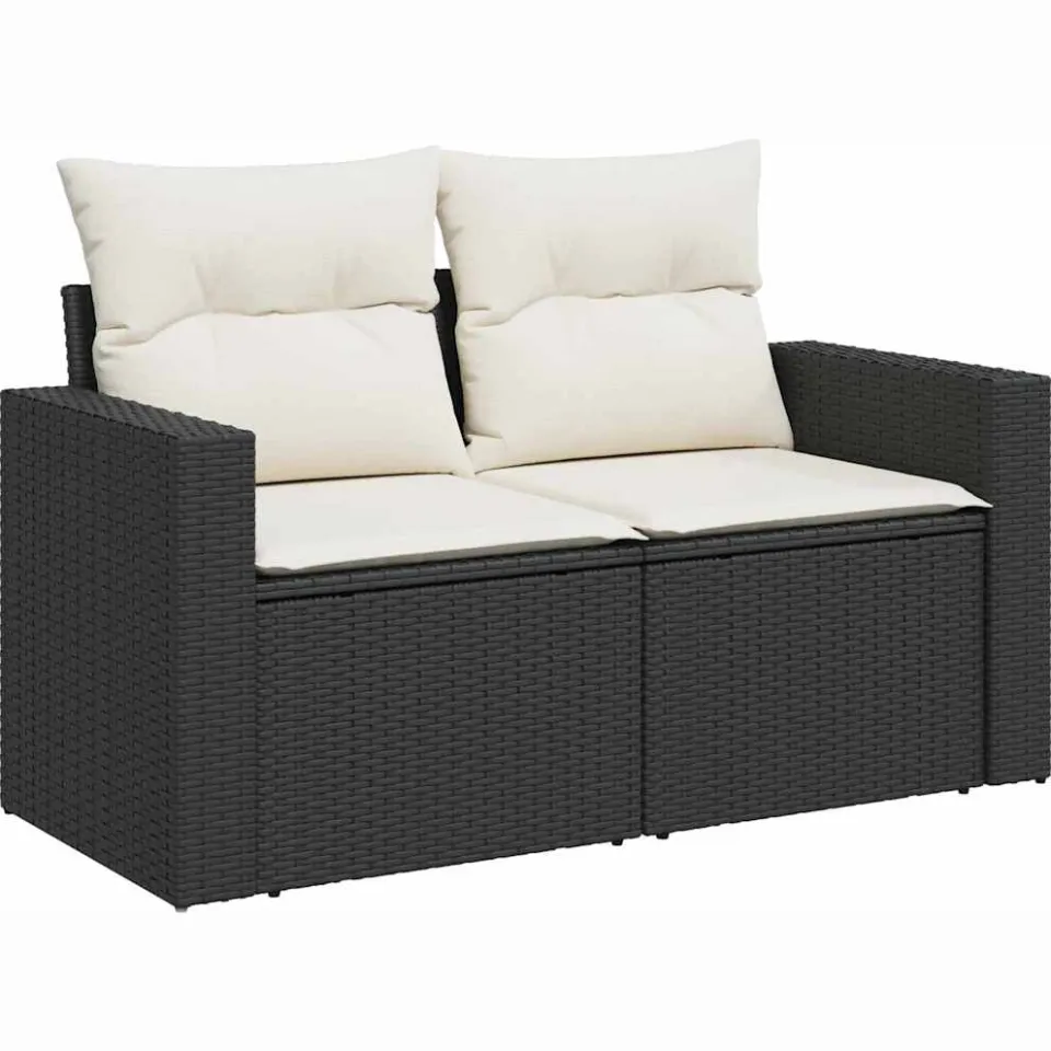 vidaXL Tuin Sofa Set met kussen 8 pcs Zwart poly rattan, foto 4
