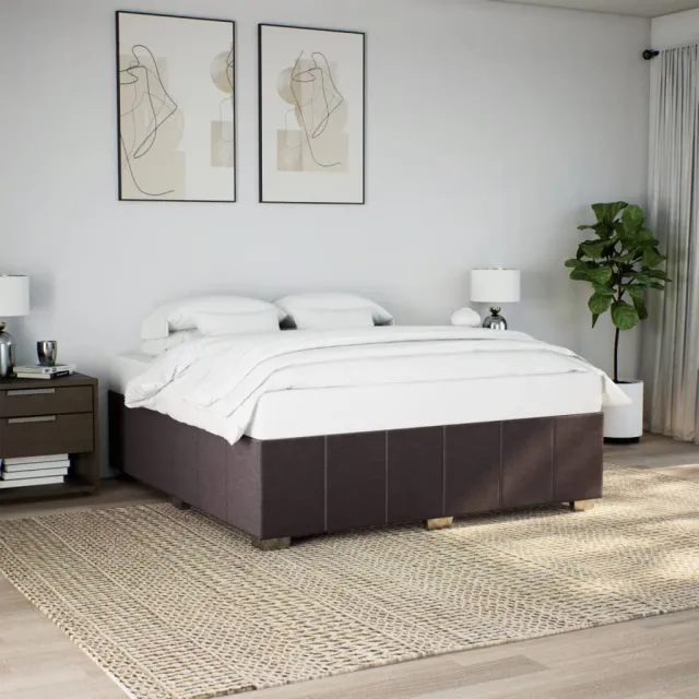 vidaXL Bedframe zonder matras stof donkerbruin 200x200 cm bruin