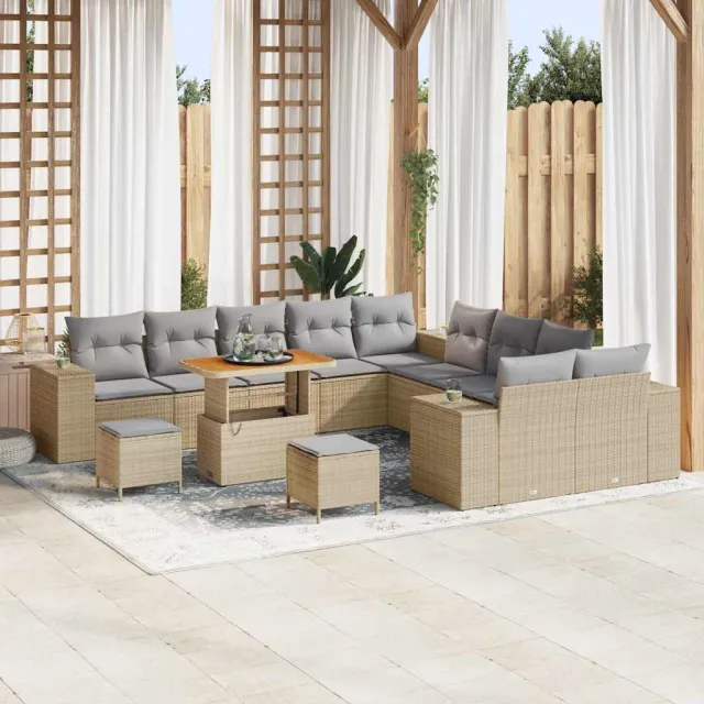 vidaXL Tuin Sofa Set 13 st Beige poly rattan, foto 2