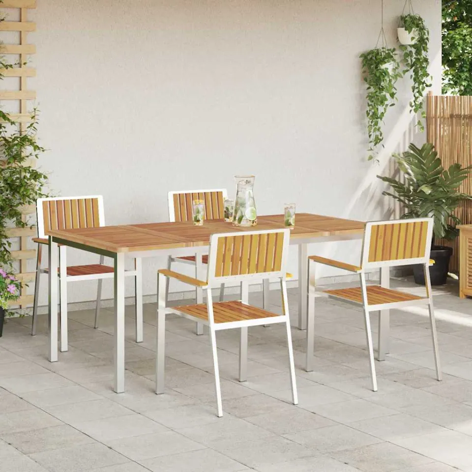 vidaXL Buiten eettafelset 5 st 180 x 90 x 75 cm bruin, foto 3