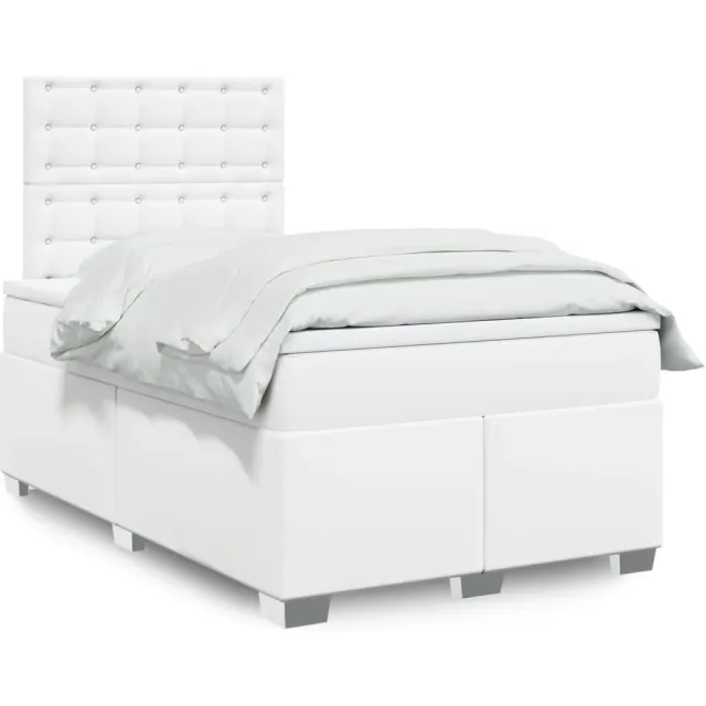 vidaXL Boxspring met matras kunstleer wit 120x200 cm