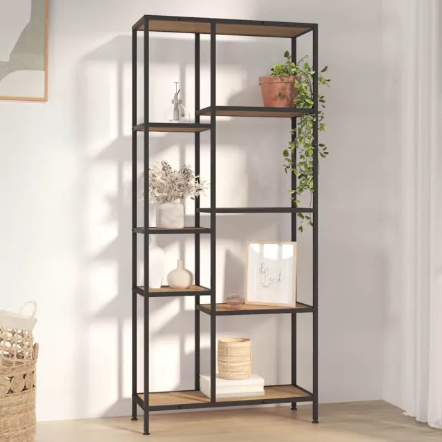 vidaXL Boekenkast 80x30x180 cm staal en bewerkt hout bruin, foto 2
