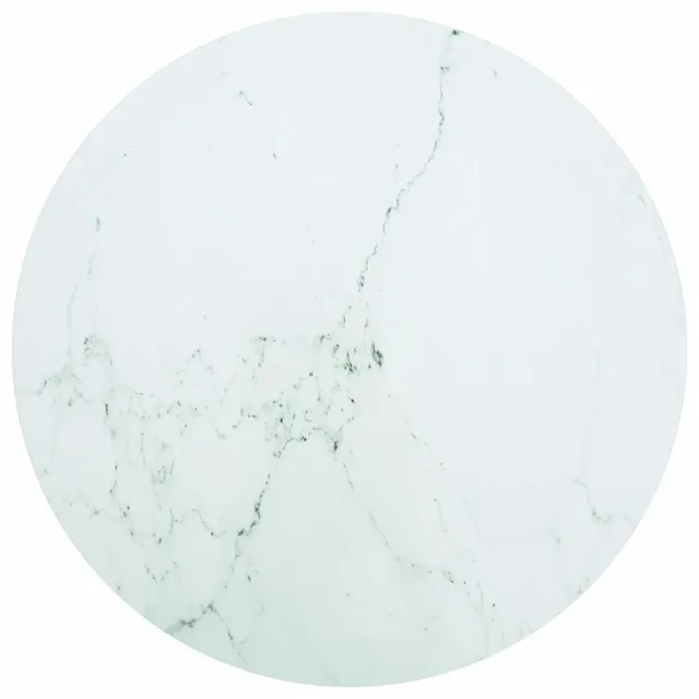vidaXL Tafelblad Ø80x1 cm gehard glas met marmeren design wit