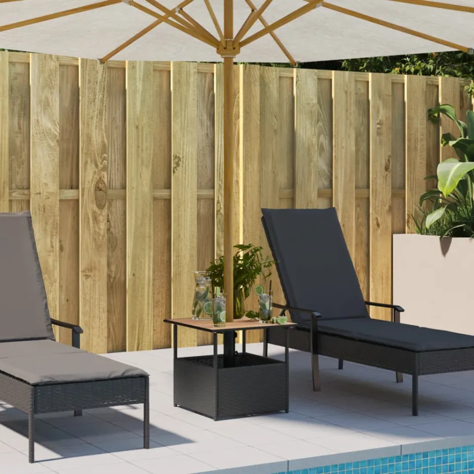 vidaXL Tuintafel met parasolgat 55x55x46,5 cm poly rattan zwart, foto 3